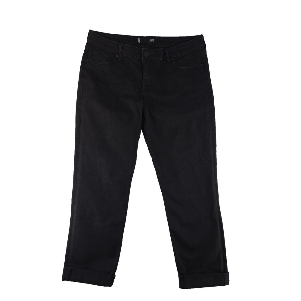 KUT From The Kloth Catherine Boyfriend Jeans Women's Size 12 Black Stretch